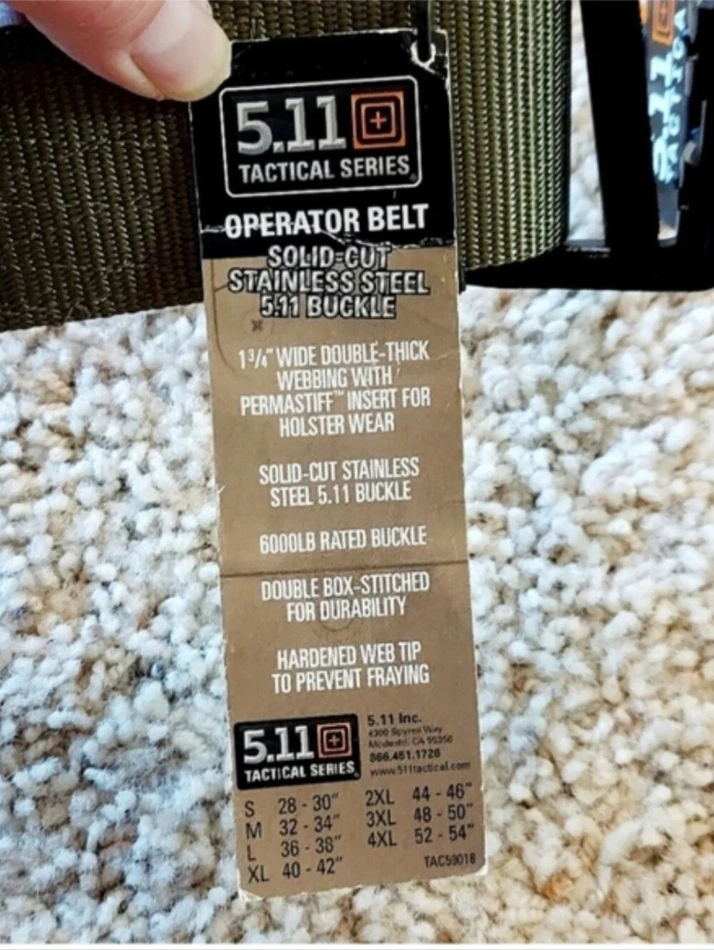 5.11 Tactical Series Men's Operator Belt SZ S (28-30
